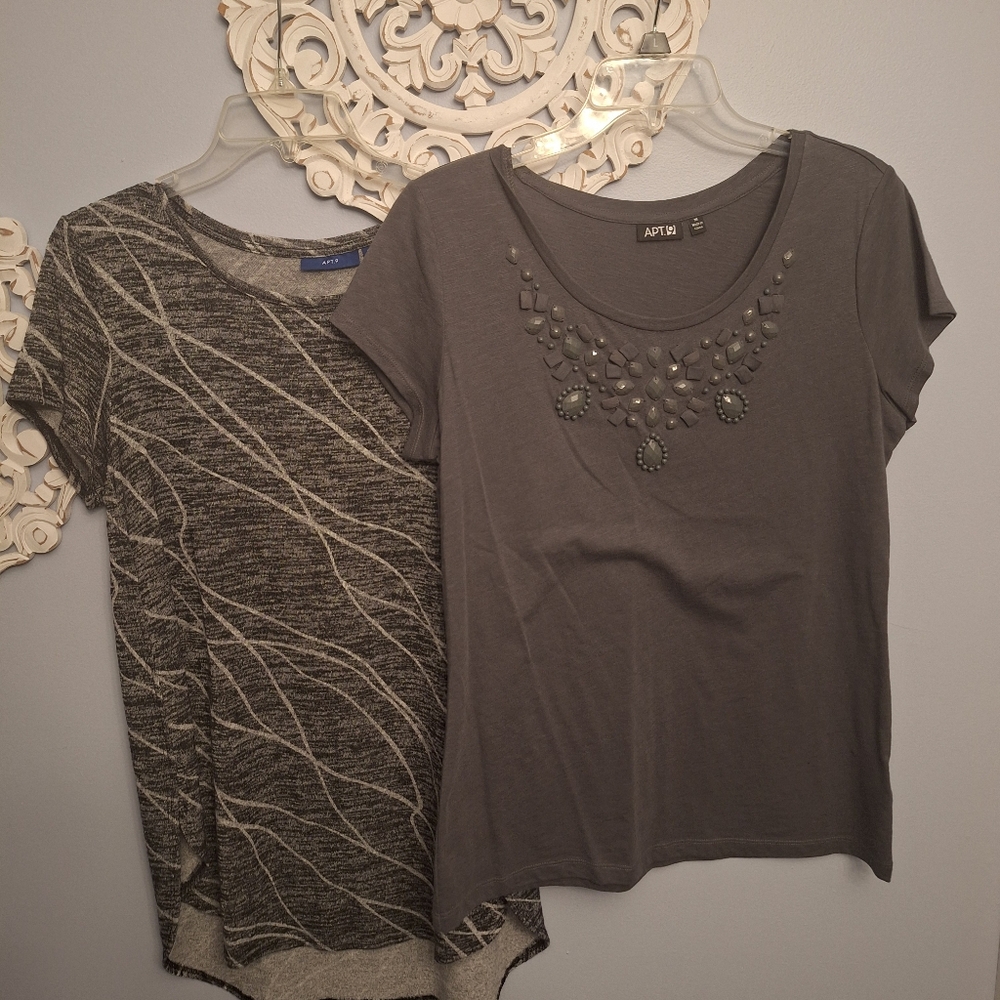 Apt. 9 Gray Embellished Women's Top